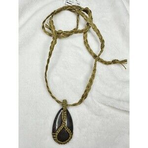 NEW Free People Vacation Penant Brown Necklace Turtle Macrame Gemstone Bohemian